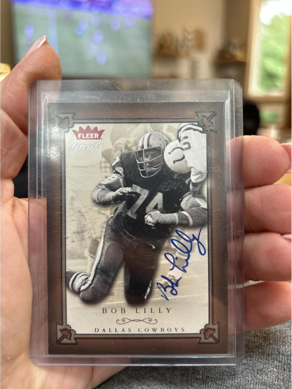Bob Lilly Autographed Football Card - Fleer Greats - Cowboys